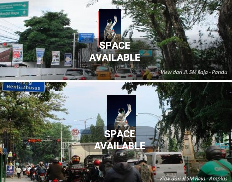 Sewa Reklame Billboard Tokabe.id - Di SM. Raja Street, di persimpangan dengan Juanda Street (dekat Milo Karaoke, view towards SM. Raja–Pandu), Medan Kota, Provinsi Sumatera Utara - Harga sewa billboard Medan