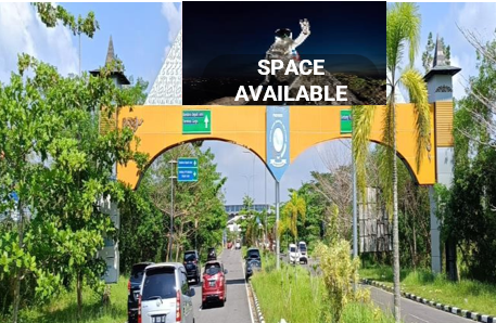 Sewa Reklame Billboard Tokabe.id - In front of Depati Amir Airport Gate, PGK, Pangkalan Baru Kecamatan, Central Bangka Kabupaten (view from the airport entrance) - Jasa sewa billboard Medan