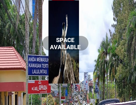 Sewa Reklame Billboard Tokabe.id - In front of Taman Merdeka, Jend. Sudirman Street, Taman Sari Kecamatan, Pangkal Pinang City (view from Sungai Liat towards Pangkal Pinang City Center) - Jasa sewa billboard Medan