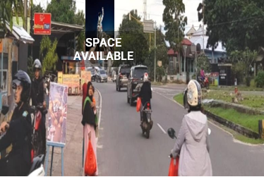 Sewa Reklame Billboard Tokabe.id - Di Jend. Sudirman Street, Taman Manggar, Mekarjaya Village, Manggar Kecamatan, East Belitung Kabupaten (view from Manggar towards Tanjung Pandan) - Harga sewa billboard Medan